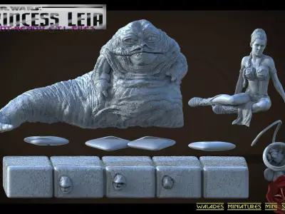 Princess Leia and Jabba 3D print model