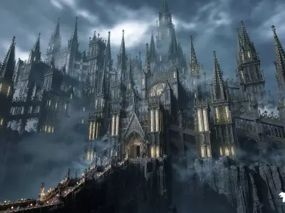 Fantasy Castle Environment Low-poly 3D model