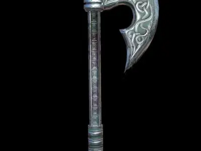 Axe viking low poly 6 texture options and high poly Low-poly 3D model