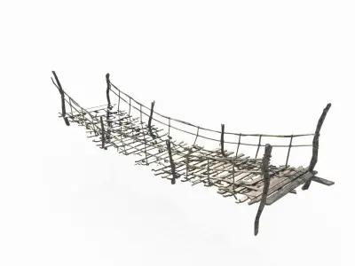 Ancient architecture old suspension bridge 3D model