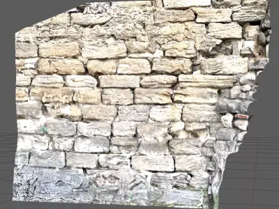 Ancient broken wall of castle 3D model