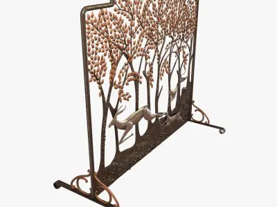 Fine and Rare Deer Fire Screen by Edgar Brandt 3D model
