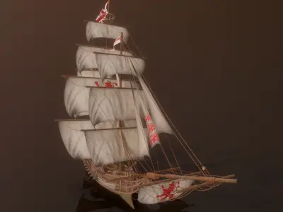 Ocean Brig Low-poly 3D model