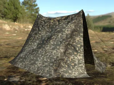 Army Tent Low-poly 3D model