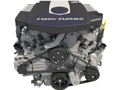 V6 Engine with Gasoline Ignition Animation 3D model