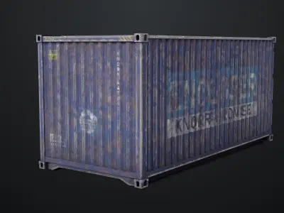 5 Cargo Dusty Container 20ft Single mat All PBR Unity UE Textures 3D model