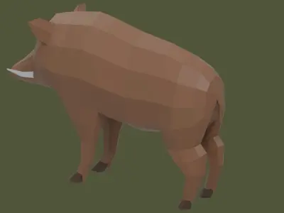 Stylized lowpoly BOAR Low-poly 3D model
