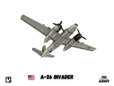 Douglas A-26 Invader - 3D printing files - 1-66 th scalemodel  3D print model