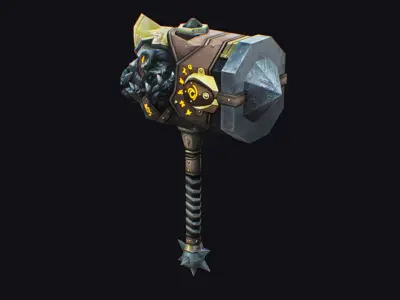 Hammer Mace Maul Bludgeon Mallet Breaker Sledgehammer Melee  Low-poly 3D model