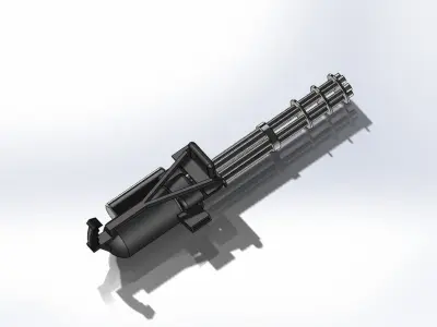 Hand Held minigun Low-poly 3D model