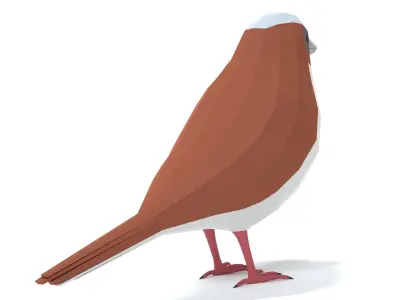 Low Poly Cartoon Sparrow Low-poly 3D model