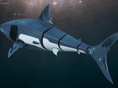Shark Robot Rigged for Cinema 4D 3D model