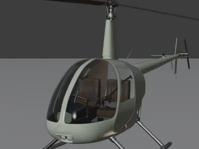 Helicopter Robinson-R22-1979 Low-poly 3D model