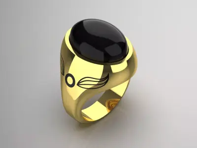 Man Gold Ring with Black Onyx mr0196 3D print model