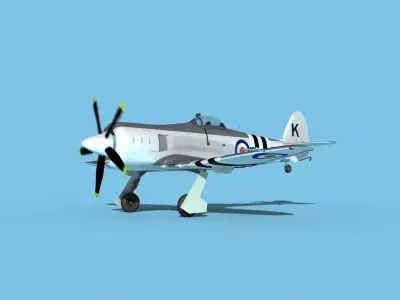 Hawker Sea Fury MKII V02 RN 3D model