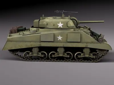 M4A2 Sherman Tank with equipment 3D model