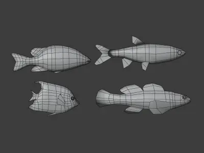 Fish collection low-poly fishes Low-poly 3D model