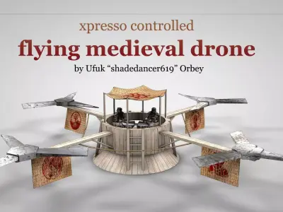 Flying Medieval Drone Free 3D model