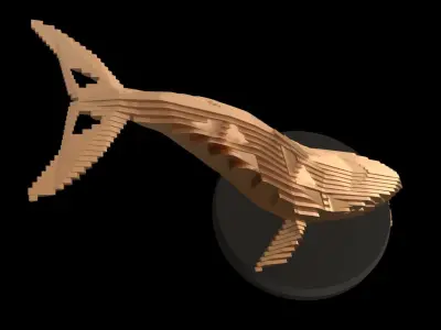 Parametric V Blue Whale Low-poly 3D model