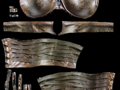 military Corset game ready UE5 PBR Low-poly 3D model