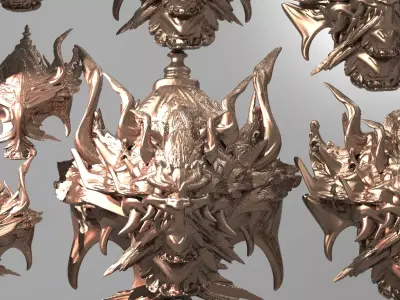 War God Baroque Mask and Shield Collection 3D 3D model