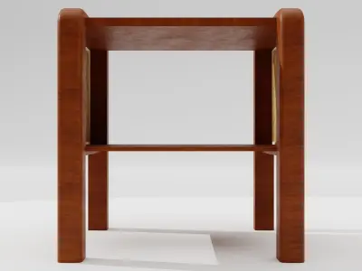 Wooden Side Table with Caned Mesh Free low-poly 3D model