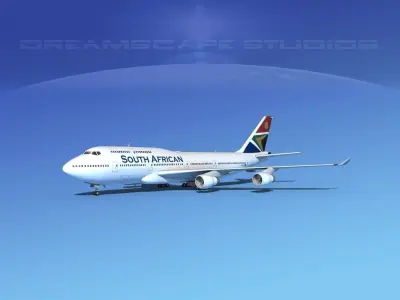 Boeing 747-400 South African  3D model