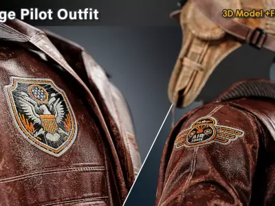 Vintage Pilot Outfit Low-poly 3D model