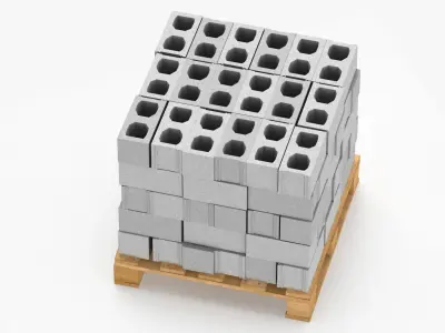 Cargo Cinder Blocks Unsecured and Secured 3D model