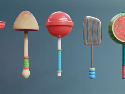 Ridiculous Weapons Pack Game Assets Low-poly 3D model