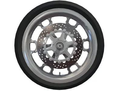 BLack Motorcycle Wheel 3D model 3D model