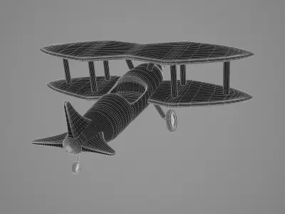 Wood Toy Plane Low-poly 3D model