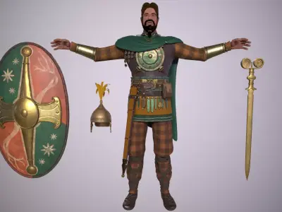 Celt warrior Low-poly 3D model