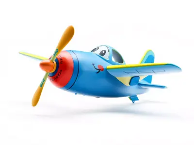 Cheerful Blue Plane model pack Low-poly 3D model
