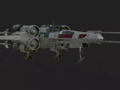 X Wing Starfighter 3D Model Star Wars PBR Blender FBX OBJ Low-poly 3D model