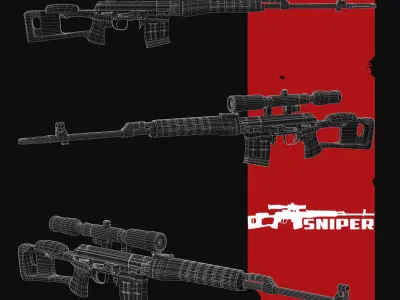 Draganov Sniper Low-poly 3D model