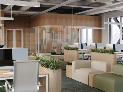 Contemporary Office Space 3D Model 3D model