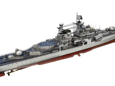 The modified Hangzhou ship DDG136 956EM Sovremenny-class Low-poly 3D model