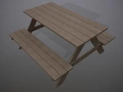 Wooden Picnic Table 3D model purchase