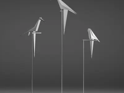 Origami bird floor lamp Low-poly 3D model