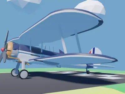 British Warplane WW2 Gladiator Free low-poly 3D model