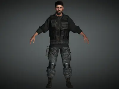 AAA Military Male Character 03 Low-poly 3D model