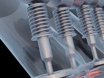 V4 Motor engine VAZ 2105 animated 3D model