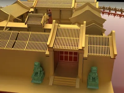 Chinese courtyard house Siheyuan 3D model