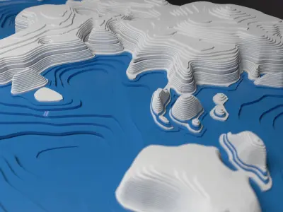 Topological World Map 3D model