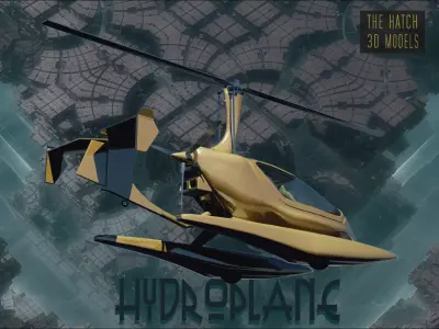 Hydroplane futuristic helicopter Low-poly 3D model