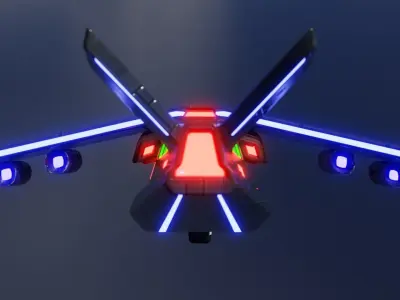 Aircraft Commercial Spaceship Game ready 3D model