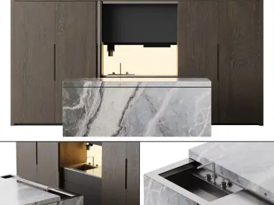 Kitchen with island by Nero Cucine 3D model