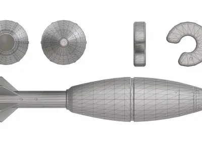 M720A1 Mortar Round 60mm Low-poly 3D model
