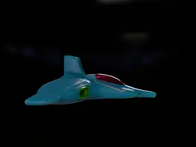 Sci-fi Jet Spaceship roaming through the Space Low-poly 3D model